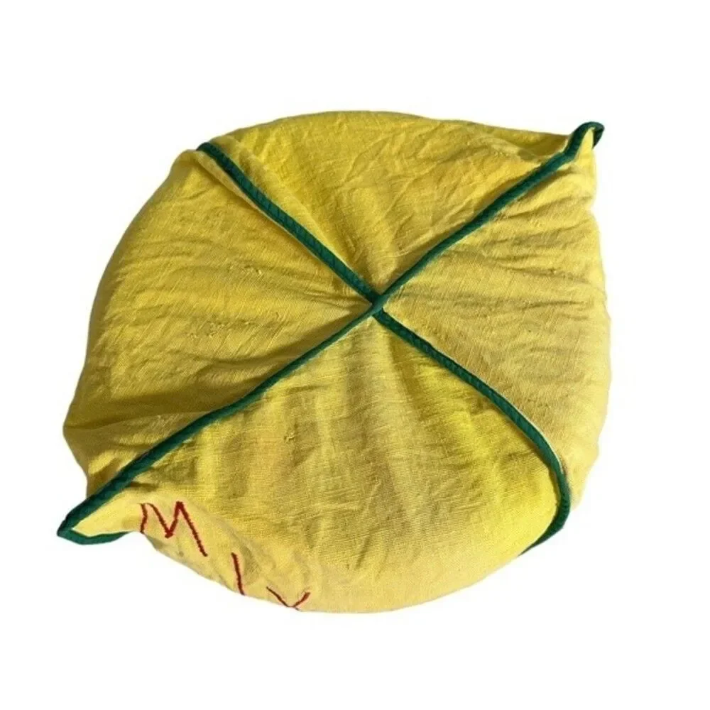 VTG Mixer Cover Yellow Green Handmade Cloth Cover. Mixer Hand Stitched in Red